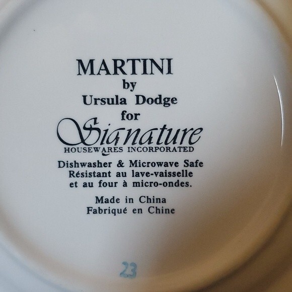 6 Signature Martini Appetizer Canape Plates 6 3/4" Ursula Dodge Porcelain - Picture 10 of 16